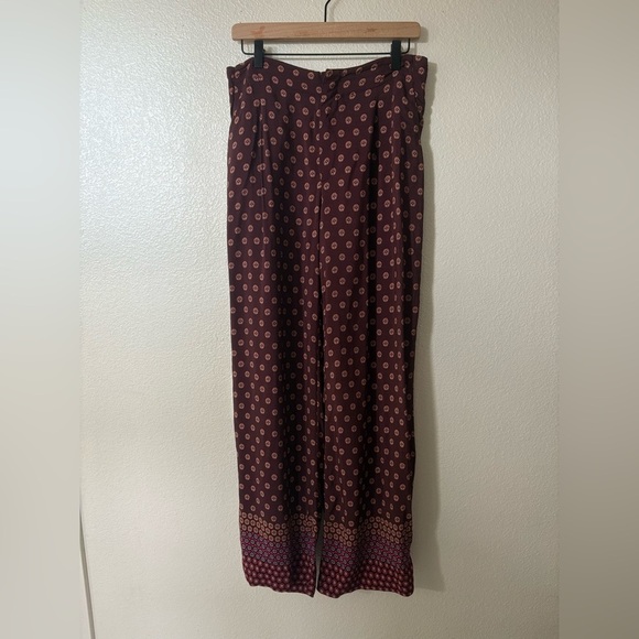 Anthropologie Marsden High Rise Wide Leg Printed Crimson Pants Size 6 - Picture 2 of 4